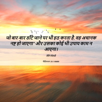 Picture 06 - नीतिवचन 29:1 HINIRV - जो बार-बार डाँटे - Bible Verse Picture