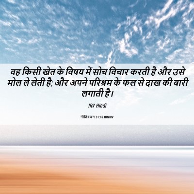 Picture 06 - नीतिवचन 31:16 HINIRV - वह किसी खेत के विषय - Bible Verse Picture