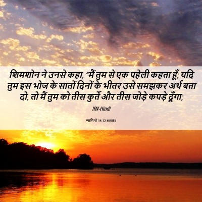 Picture 06 - न्यायियों 14:12 HINIRV - शिमशोन ने उनसे कहा, - Bible Verse Picture
