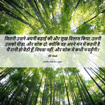 Picture 06 - प्रकाशितवाक्य 18:7 HINIRV - जितनी उसने अपनी - Bible Verse Picture