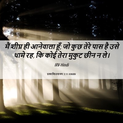 Picture 06 - प्रकाशितवाक्य 3:11 HINIRV - मैं शीघ्र ही - Bible Verse Picture