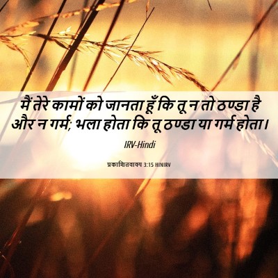 Picture 06 - प्रकाशितवाक्य 3:15 HINIRV - मैं तेरे कामों को - Bible Verse Picture