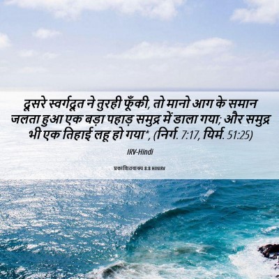 Picture 06 - प्रकाशितवाक्य 8:8 HINIRV - दूसरे स्वर्गदूत - Bible Verse Picture