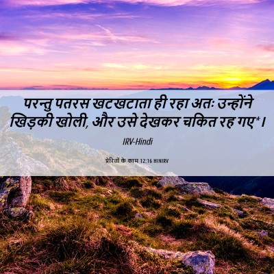 Picture 06 - प्रेरितों के काम 12:16 HINIRV - परन्तु पतरस - Bible Verse Picture