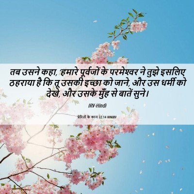 Picture 06 - प्रेरितों के काम 22:14 HINIRV - तब उसने कहा, ‘हमारे - Bible Verse Picture