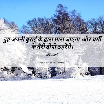 Picture 06 - भजन संहिता 34:21 HINIRV - दुष्ट अपनी बुराई - Bible Verse Picture