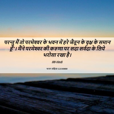 Picture 06 - भजन संहिता 52:8 HINIRV - परन्तु मैं तो - Bible Verse Picture