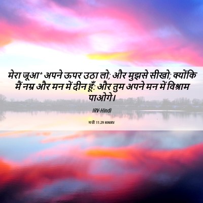 Picture 06 - मत्ती 11:29 HINIRV - मेरा जूआ* अपने ऊपर - Bible Verse Picture