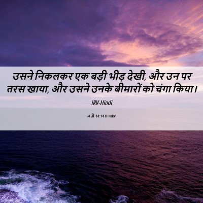Picture 06 - मत्ती 14:14 HINIRV - उसने निकलकर एक - Bible Verse Picture