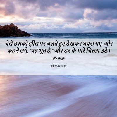 Picture 06 - मत्ती 14:26 HINIRV - चेले उसको झील पर - Bible Verse Picture