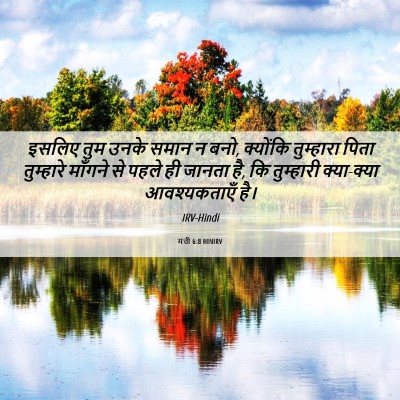 Picture 06 - मत्ती 6:8 HINIRV - इसलिए तुम उनके - Bible Verse Picture