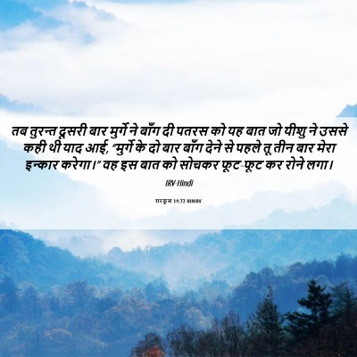 Picture 06 - मरकुस 14:72 HINIRV - तब तुरन्त दूसरी - Bible Verse Picture