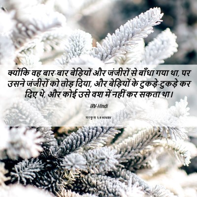 Picture 06 - मरकुस 5:4 HINIRV - क्योंकि वह बार-बार - Bible Verse Picture