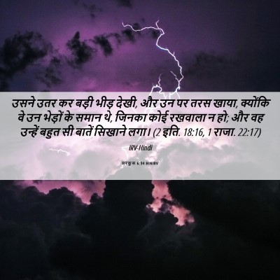 Picture 06 - मरकुस 6:34 HINIRV - उसने उतर कर बड़ी - Bible Verse Picture