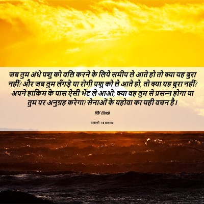 Picture 06 - मलाकी 1:8 HINIRV - जब तुम अंधे पशु को - Bible Verse Picture