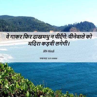 Picture 06 - यशायाह 24:9 HINIRV - वे गाकर फिर दाखमधु - Bible Verse Picture