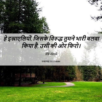 Picture 06 - यशायाह 31:6 HINIRV - हे इस्राएलियों, - Bible Verse Picture