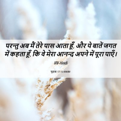 Picture 06 - यूहन्ना 17:13 HINIRV - परन्तु अब मैं तेरे - Bible Verse Picture