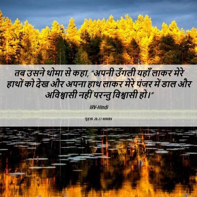 Picture 06 - यूहन्ना 20:27 HINIRV - तब उसने थोमा से - Bible Verse Picture
