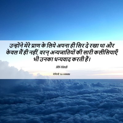 Picture 06 - रोमियों 16:4 HINIRV - उन्होंने मेरे - Bible Verse Picture