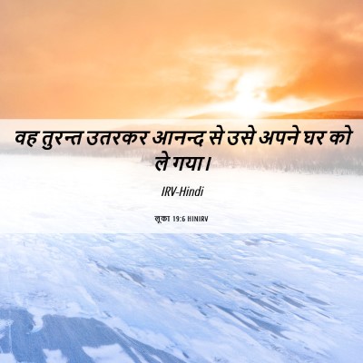 Picture 06 - लूका 19:6 HINIRV - वह तुरन्त उतरकर - Bible Verse Picture