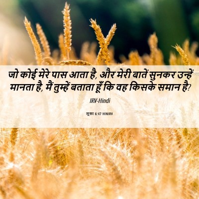 Picture 06 - लूका 6:47 HINIRV - जो कोई मेरे पास आता - Bible Verse Picture