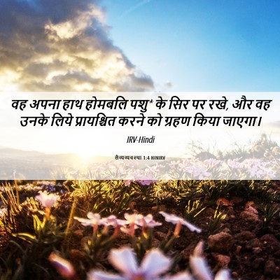 Picture 06 - लैव्यव्यवस्था 1:4 HINIRV - वह अपना हाथ होमबलि - Bible Verse Picture