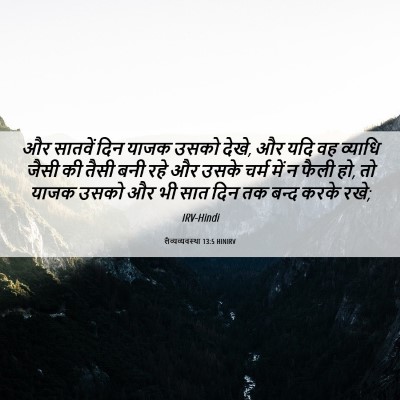 Picture 06 - लैव्यव्यवस्था 13:5 HINIRV - और सातवें दिन याजक - Bible Verse Picture