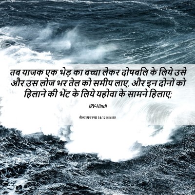 Picture 06 - लैव्यव्यवस्था 14:12 HINIRV - तब याजक एक भेड़ का - Bible Verse Picture