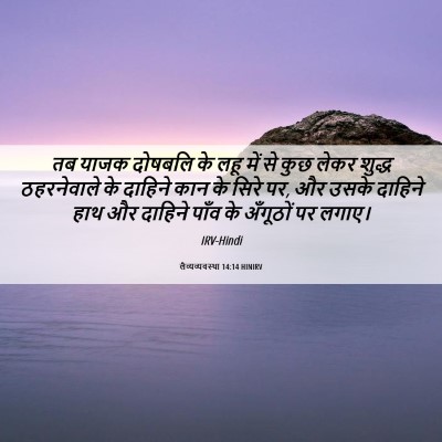 Picture 06 - लैव्यव्यवस्था 14:14 HINIRV - तब याजक दोषबलि के - Bible Verse Picture