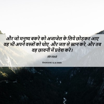 Picture 06 - लैव्यव्यवस्था 16:26 HINIRV - और जो मनुष्य बकरे - Bible Verse Picture