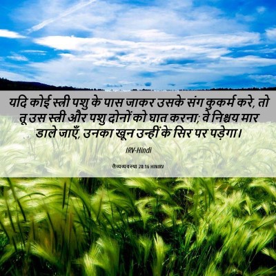 Picture 06 - लैव्यव्यवस्था 20:16 HINIRV - यदि कोई स्त्री पशु - Bible Verse Picture
