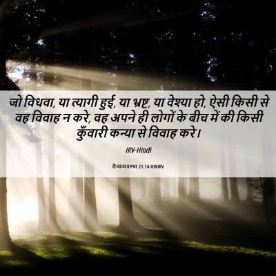 Picture 06 - लैव्यव्यवस्था 21:14 HINIRV - जो विधवा, या त्यागी - Bible Verse Picture