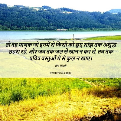 Picture 06 - लैव्यव्यवस्था 22:6 HINIRV - तो वह याजक जो इनमें - Bible Verse Picture