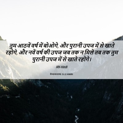 Picture 06 - लैव्यव्यवस्था 25:22 HINIRV - तुम आठवें वर्ष में - Bible Verse Picture