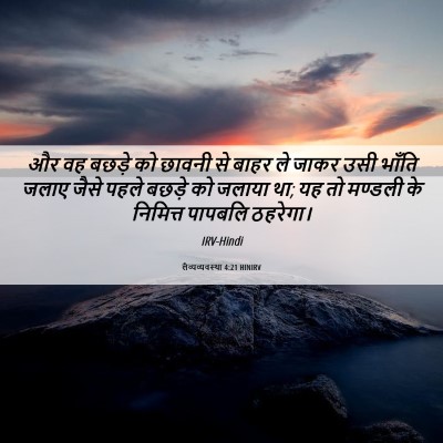 Picture 06 - लैव्यव्यवस्था 4:21 HINIRV - और वह बछड़े को - Bible Verse Picture