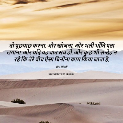 Picture 06 - व्यवस्थाविवरण 13:14 HINIRV - तो पूछपाछ करना, और - Bible Verse Picture