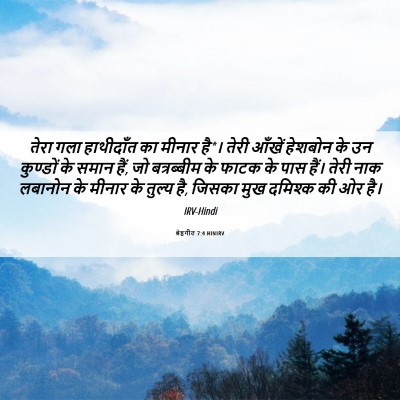 Picture 06 - श्रेष्ठगीत 7:4 HINIRV - तेरा गला हाथीदाँत - Bible Verse Picture