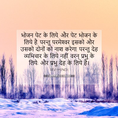 Picture 07 - 1 कुरिन्थियों 6:13 HINIRV - भोजन पेट के लिये, - Bible Verse Picture