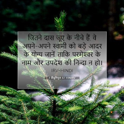 Picture 07 - 1 तीमुथियुस 6:1 HINIRV - जितने दास जूए के - Bible Verse Picture