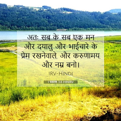 Picture 07 - 1 पतरस 3:8 HINIRV - अतः सब के सब एक मन - Bible Verse Picture