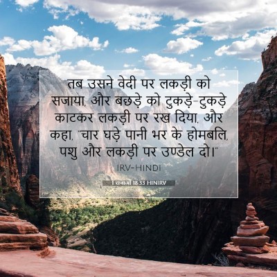 Picture 07 - 1 राजाओं 18:33 HINIRV - तब उसने वेदी पर - Bible Verse Picture