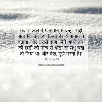 Picture 07 - 1 शमूएल 14:43 HINIRV - तब शाऊल ने योनातान - Bible Verse Picture