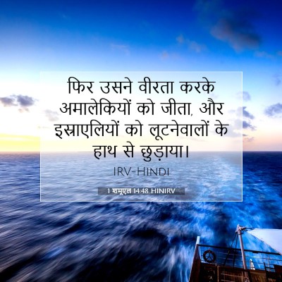 Picture 07 - 1 शमूएल 14:48 HINIRV - फिर उसने वीरता - Bible Verse Picture