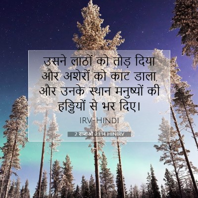 Picture 07 - 2 राजाओं 23:14 HINIRV - उसने लाठों को तोड़ - Bible Verse Picture