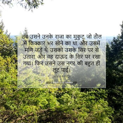 Picture 07 - 2 शमूएल 12:30 HINIRV - तब उसने उनके राजा - Bible Verse Picture