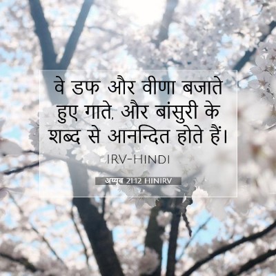 Picture 07 - अय्यूब 21:12 HINIRV - वे डफ और वीणा बजाते - Bible Verse Picture