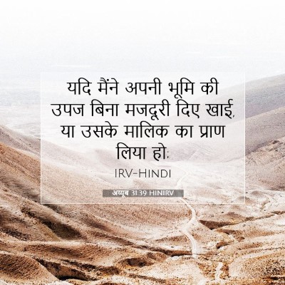 Picture 07 - अय्यूब 31:39 HINIRV - यदि मैंने अपनी - Bible Verse Picture