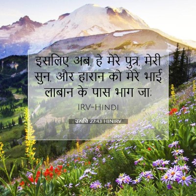 Picture 07 - उत्पत्ति 27:43 HINIRV - इसलिए अब, हे मेरे - Bible Verse Picture