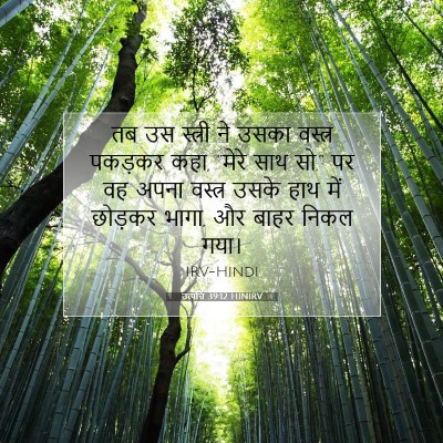 Picture 07 - उत्पत्ति 39:12 HINIRV - तब उस स्त्री ने - Bible Verse Picture